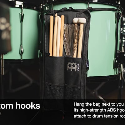 Meinl Percussion Compact Drumstick Bag with Floor Tom Hooks, Heavy-Duty Fabric — for Mallets, Brushes and Accessories as Well, Black, (MCSB) image 6