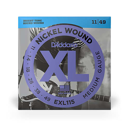 D'Addario EXL115 Nickel Wound Electric Guitar Strings, Medium/Blues-Jazz Rock, 11-49 image 1