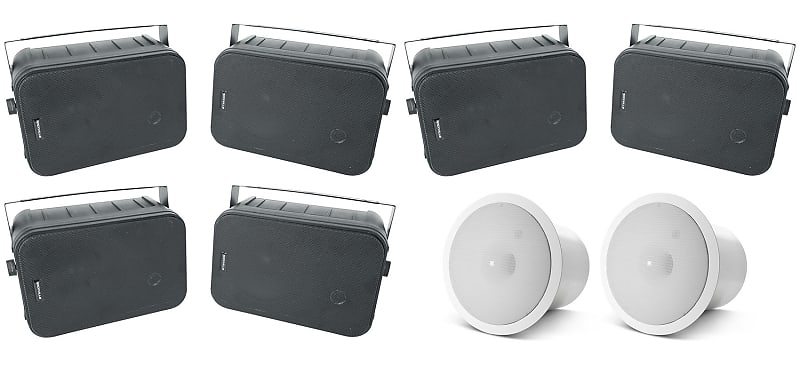 (6) Rockville HP65S-8 6.5&quot; Black In-Ceiling Home Theater Speakers+JBL Subwoofers  			