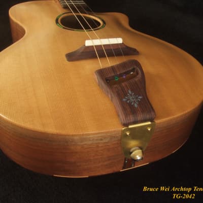 Bruce Wei Spruce & Walnut ARCHTOP 4 String Tenor Guitar, MOP Inlay TG-2042 image 11