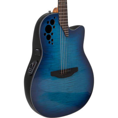 Ovation E-Acoustic Guitar Celebrity Elite Plus Mid Cutaway - Blue Flamed Maple image 1