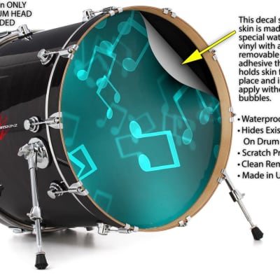 Decal Skin FITS 20" Bass Kick Drum Bokeh Music Neon Teal HEAD NOT INCLUDED image 2