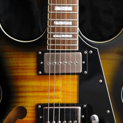 Reverend Manta Ray HB-FM Sunburst Semi-Hollow Electric Guitar image 5