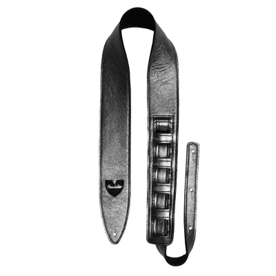 Souldier NEW!  'Torpedo' Leather Guitar Strap - Reversible Metallic Silver image 1
