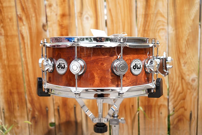 DW Collectors Exotic Natural Sapeli Pommele 5 1/2 x14" Snare Drum (New, Old Stock) image 1