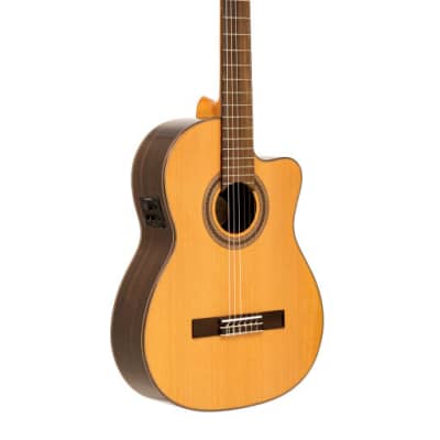 ANGEL LOPEZ Mazuelo serie electric classical guitar with solid cedar top with cutaway image 1