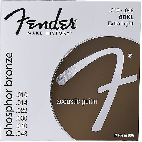 Fender Phosphor Bronze Acoustic Guitar Strings, Ball End, 60XL .010-.048 Gauges, (6) 2016 image 1