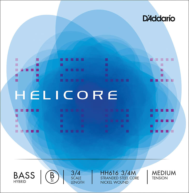 D'Addario Helicore Hybrid Bass Single Low B String, 3/4 Scale, Medium Tension image 1