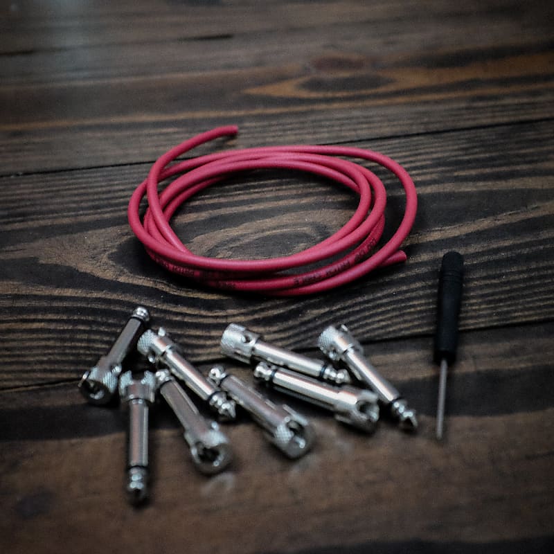 Lincoln LINKS SOLDERLESS / DIY Pedalboard Cable Kit - 8FT / 8 PLUGS / Red image 1