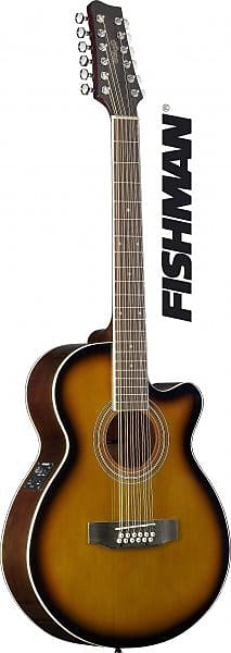 Mini-Jumbo 12 String Acoustic-Electric Cutaway Guitar Fishman Spruce Mahogany image 1