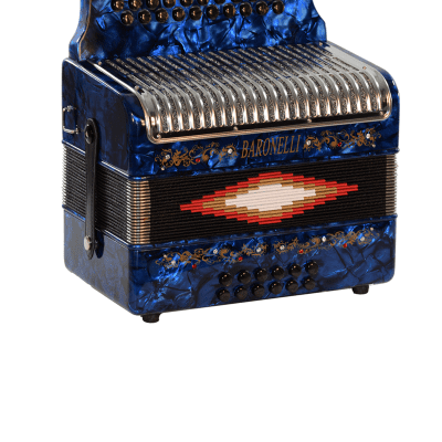 Baronelli AC3112STG-BU Full Size 31 Button Accordion w/Hard Case & Set of Back Straps - Blue image 1