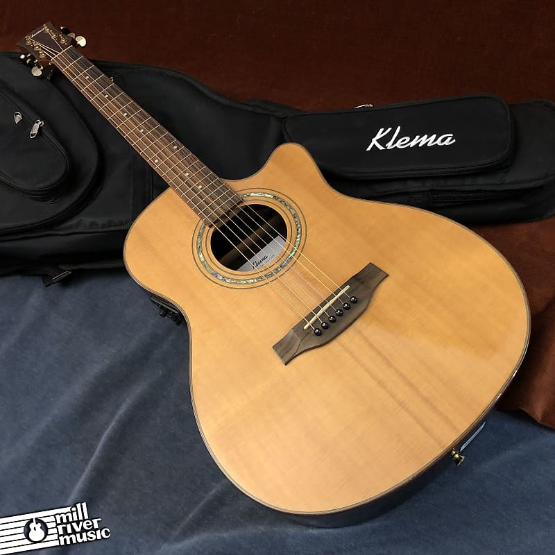 Klema K300JS-CE Cutaway Acoustic Electric Guitar Natural w/ Gig Bag image 1