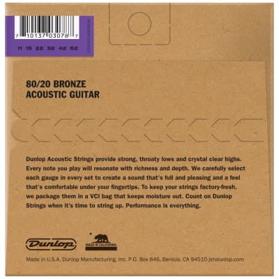 Dunlop Acoustic 80/20 Guitar Strings 11-52, DAB1152 image 2