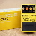1986 Boss OD-2 Turbo Overdrive Guitar Effects Pedal Black Label Japan w/ Box