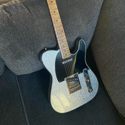 PRICE DROP-Mario Martin T Telecaster  2018 - Silver Flake with AAAA Private Stock Flamed Maple Neck FREE SHIP image 1