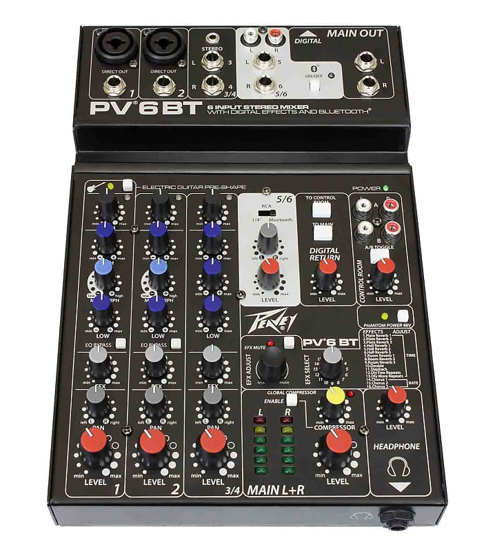 Peavey PV 6 BT Compact Mixer 6 Channel with Bluetooth image 1