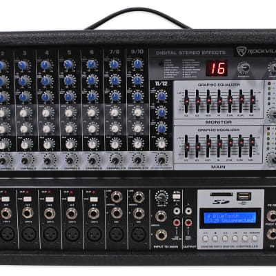 8 Channel 16DSP Power Bluetooth Digital Stereo Mixer Mixing Amplifier TRS  USB