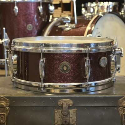 VINTAGE 1960's Gretsch Round Badge "Name Band" Outfit in Burgundy Sparkle Rewrap - 14x20, 9x13, 16x16, & 5x14 image 13