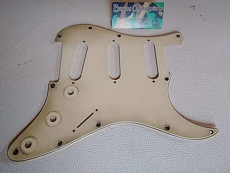 Fender Stratocaster 3ply Pickguard Aged Relic Vintage Cream Reverb