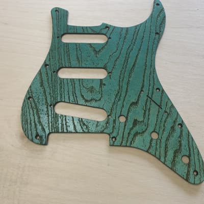 US made satin lacquer swamp ash laser engraved Baltic birch wood pickguard for Stratocaster image 4