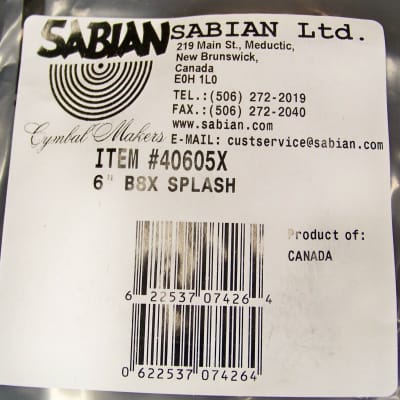 Sabian B8X 6" Splash Cymbal/New with Warranty/Model # 40605X image 6