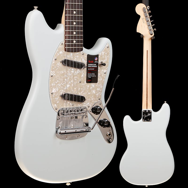 Fender American Performer Mustang, Satin Sonic Blue 7lbs 8.3oz image 1