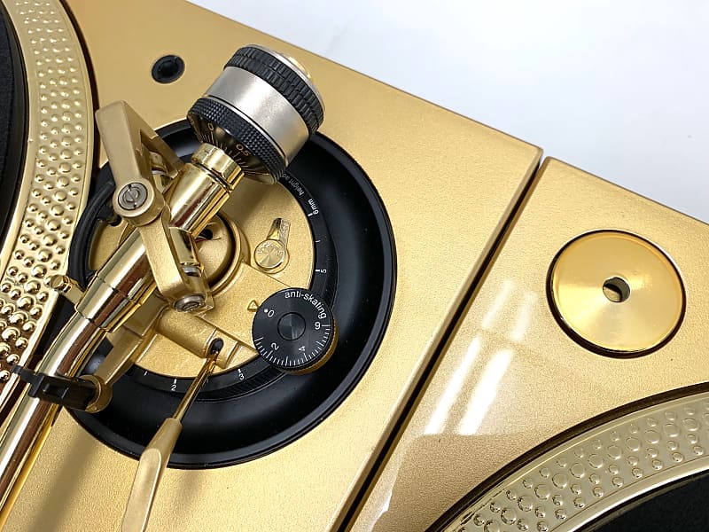 2 Technics SL-1200 MK5 Custom Gold Turntables with White LED