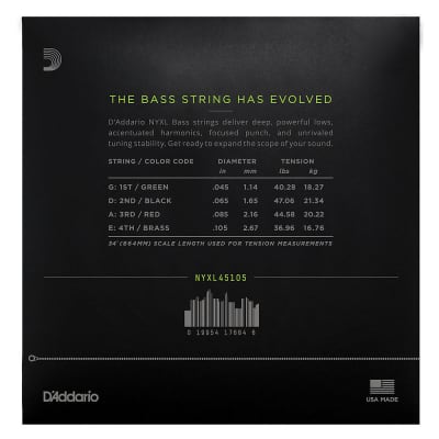 D'Addario NYXL Bass Guitar Strings 45-105 long scale image 2