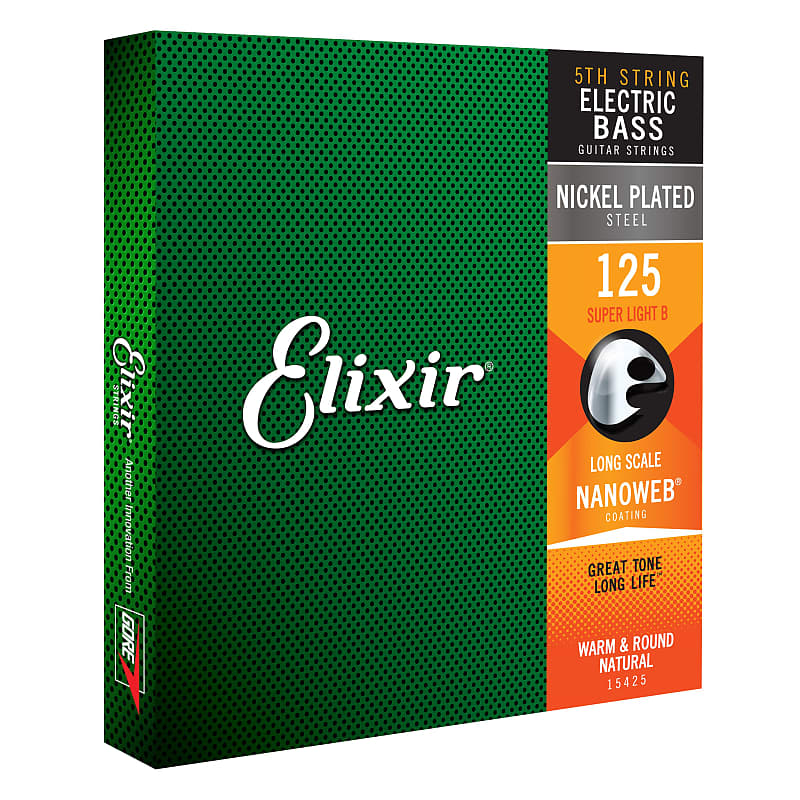 Elixir Single String Bass 125L Nano Single Bass String Reverb