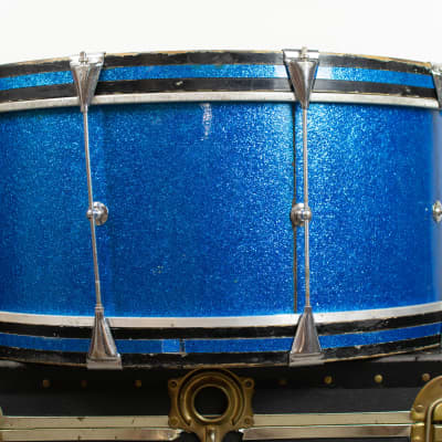 1970s Slingerland 10x26 Sparkling Blue Pearl Scotch Bass Drum image 8