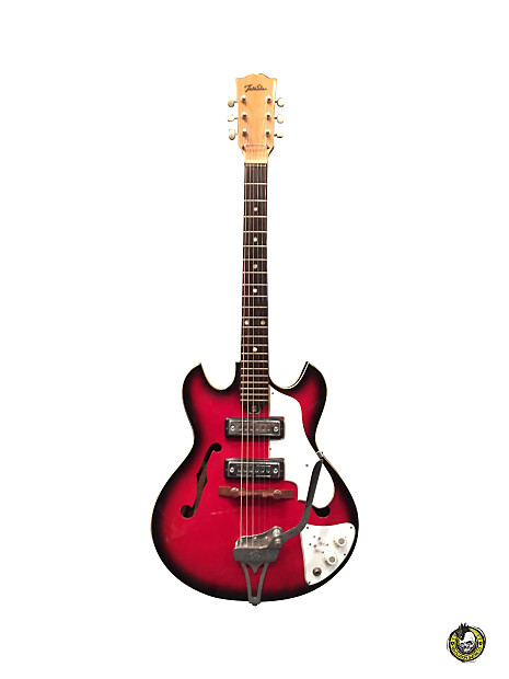 Vintage TeleStar (Teisco) Hollowbody with Early Gold Foil Type Pickups 1960's Red Sunburst image 1
