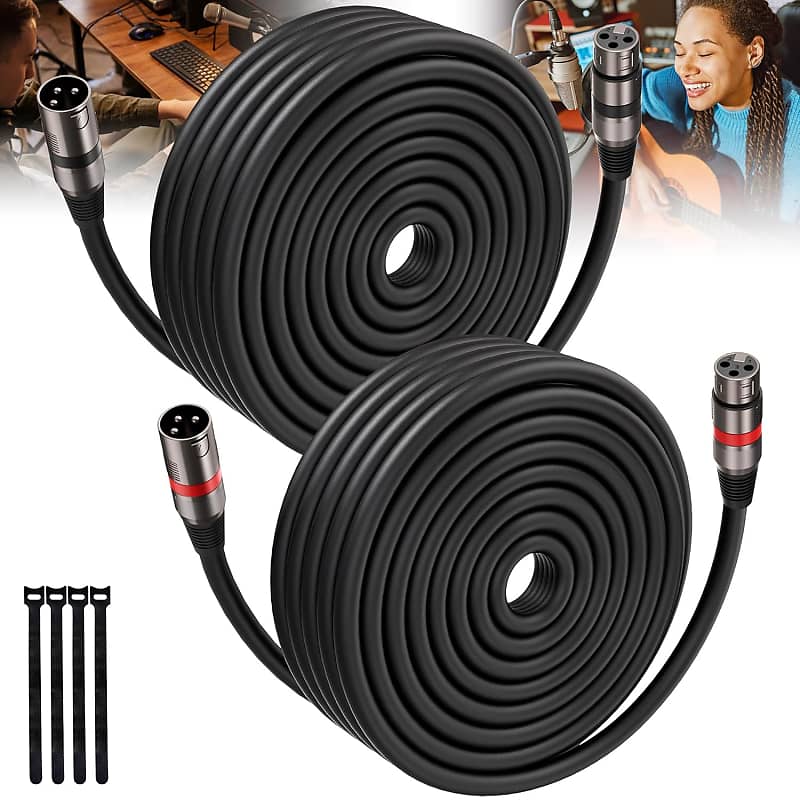 Xlr Cables 100Ft/30M 2 Packs, Premium Heavy Duty Balanced Microphone Cable With 3-Pin Xlr Male To Female Microphone Cord Connector Compatible With Microphones,Mixer,Speaker Systems,Preamps And More image 1