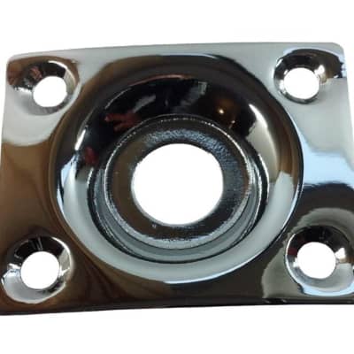 Telecaster style metal square jack socket plates - Chrome