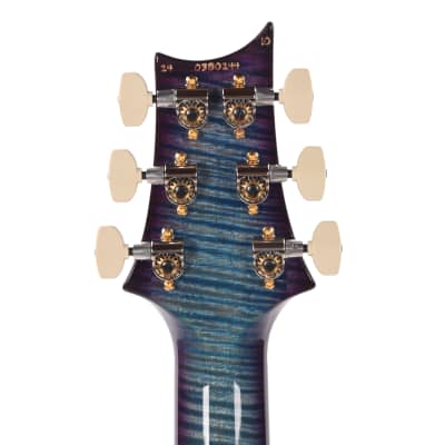PRS Wood Library Custom 24 Fat Back 10-Top Flame Aquableux Purple Burst w/Figured Stained Neck & African Blackwood Fingerboard (Serial #0380244) image 7