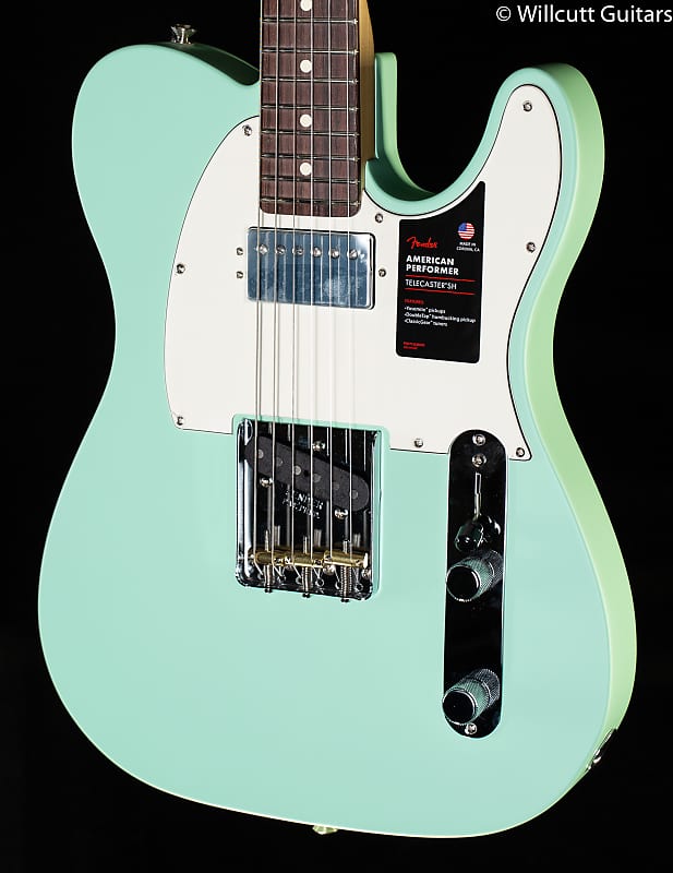 Fender American Performer Telecaster with Humbucker Satin Surf Green - US21025082-7.76 lbs image 1