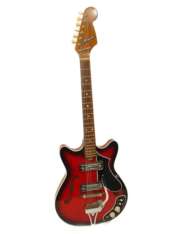 Vintage 1960's Kingston Model 3 Electric Guitar Red Sunburst image 1