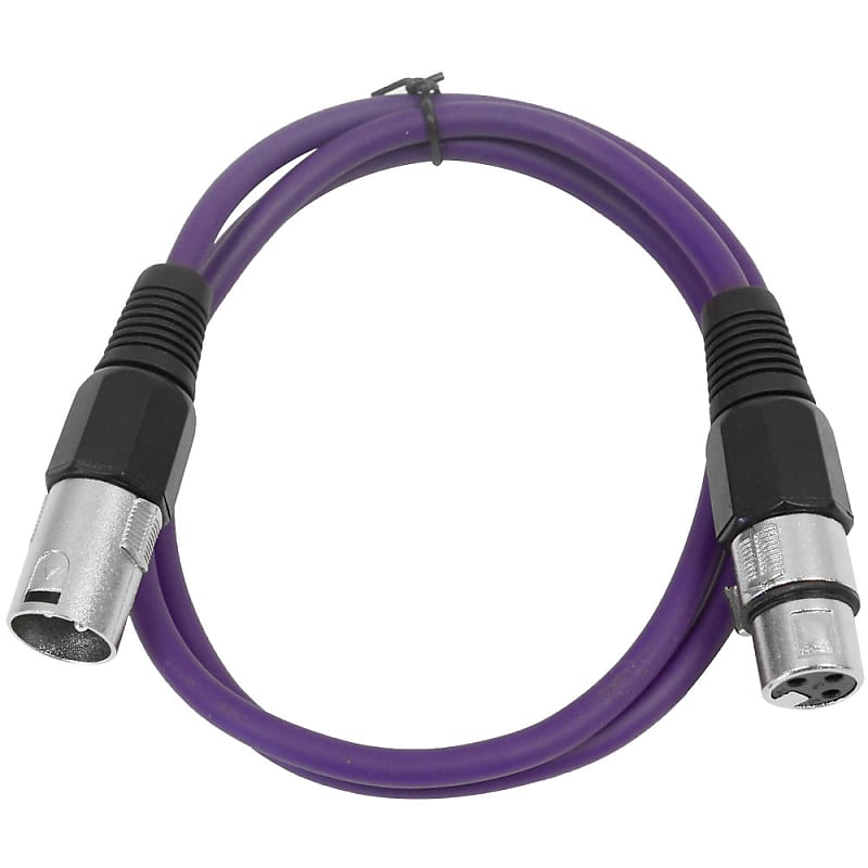 SEISMIC AUDIO Purple 2' XLR Patch Cable  Snake Mic Cord image 1