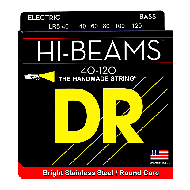 DR LR5-40 Hi-Beams Light 5-String Bass Strings image 1