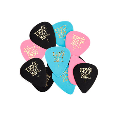 Ernie Ball Thin Assorted Color Cellulose Guitar Picks, 12-Piece for sale