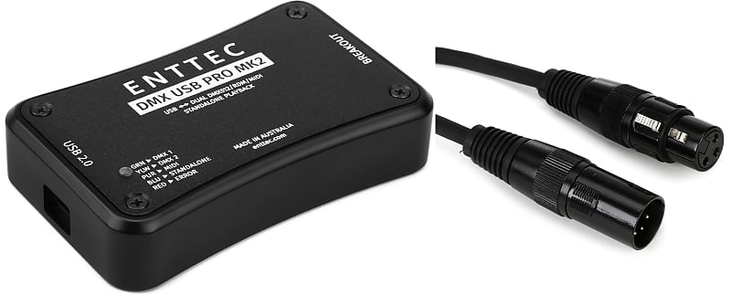 ENTTEC DMX USB Pro2 1024-Ch USB DMX Interface Bundle with Accu-Cable  AC5PM3PFM 3-pin DMX Female to 5-pin DMX Male Adapter Cable