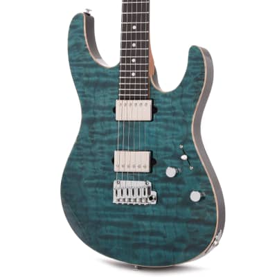 Suhr Custom Modern HH Quilted Maple/Mahogany Transparent Teal (Serial #76271) image 2