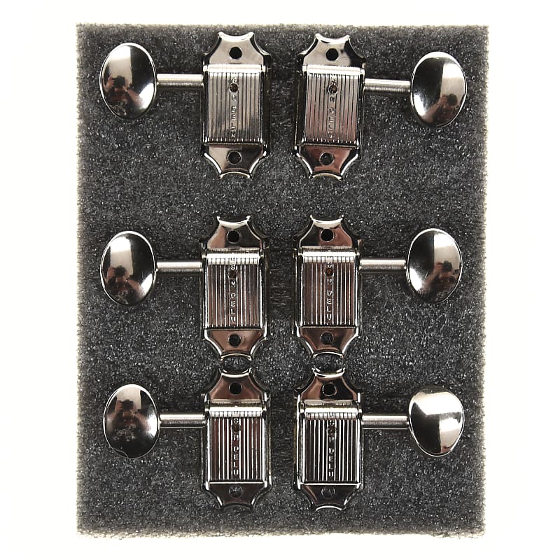 Kluson Traditional 3+3 Oval Metal Button Single Line Nickel Tuners image 1
