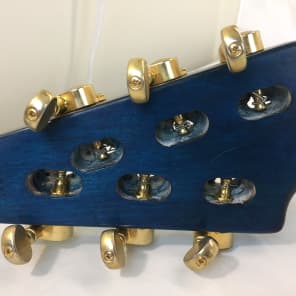 Galaxy Mara Handmade Custom Duhb Beetle Denim Pine Neck-Thru-Body Guitar 2014 Yellow/Blue image 9