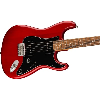 Fender Noventa Stratocaster Electric Guitar, Pau Ferro Fingerboard, Crimson Red Transparent image 5