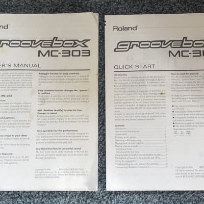 Roland MC-303 manual and quick start guide