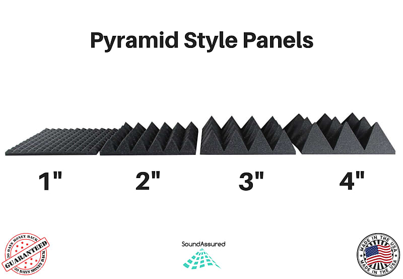 1 Inch Acoustic Foam Pyramid Style Panels - 13 Color Options – SoundAssured