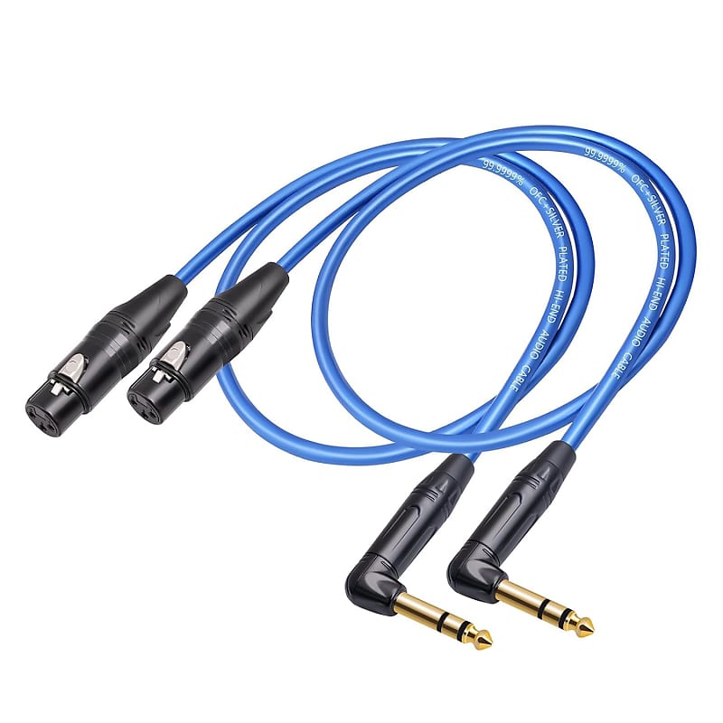 Hualeu 3.3Ft Balanced Xlr Female To Right Angle 1/4 Trs Mixer Cable,6.35Mm Stereo Male To 3Pin Xlr Female Audio Cable,6N Ofc+Silver Plated Hi-End Audio Cable For Mixer Amplifier Microphone-2Pack image 1