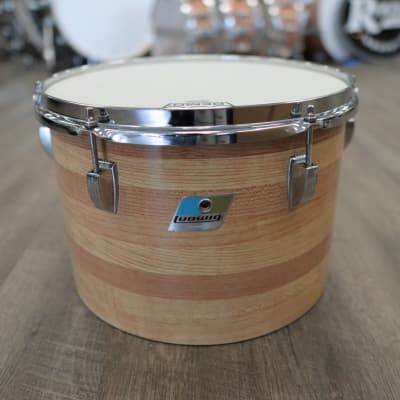 70s Ludwig 9x13" 3-Ply Concert Tom Blue/Olive Pointy Badge (Butcher Block) image 2