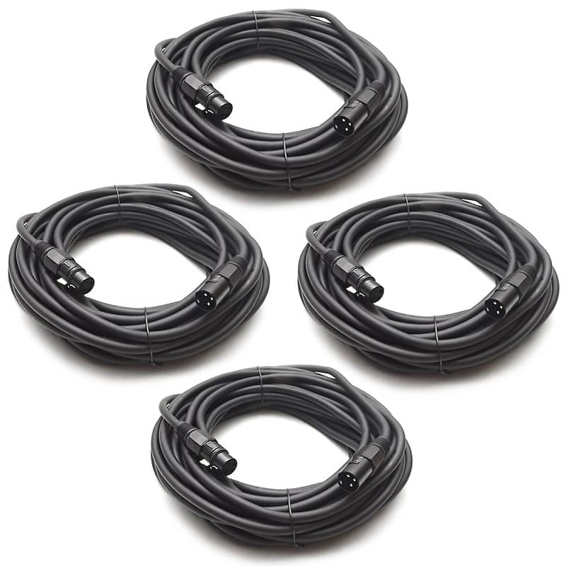 Set of 4 50' DJ/PA XLR Microphone Cables ~18 Gauge Mic image 1