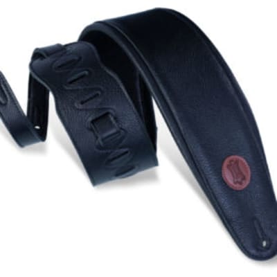 Levy's 4 1/2" Garment Leather Bass Strap With Foam Padding And Garment Leather Backing. Adjustable From 37" To 51". Black Color image 1